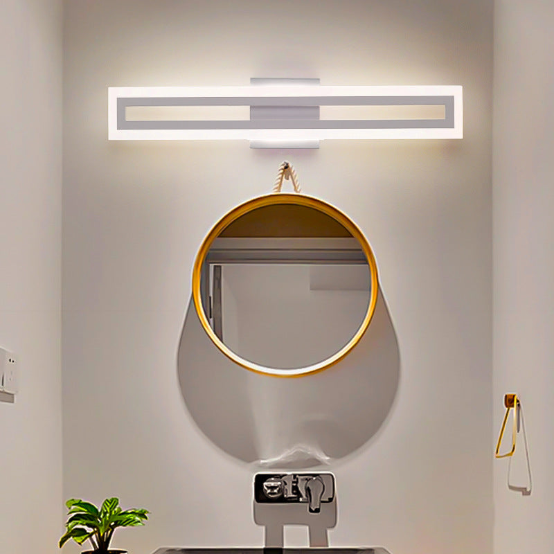 Modern Minimalist Iron & Acrylic Rectangular LED Wall Sconce Lamp Vanity Light For Bathroom