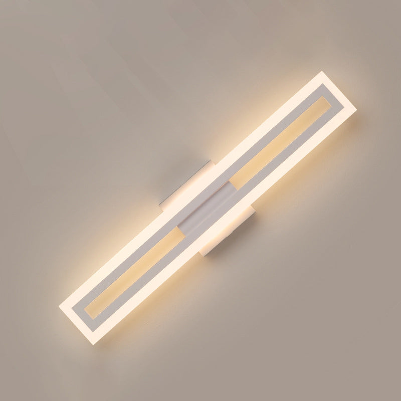 Modern Minimalist Iron & Acrylic Rectangular LED Wall Sconce Lamp Vanity Light For Bathroom