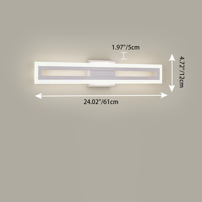 Modern Minimalist Iron & Acrylic Rectangular LED Wall Sconce Lamp Vanity Light For Bathroom