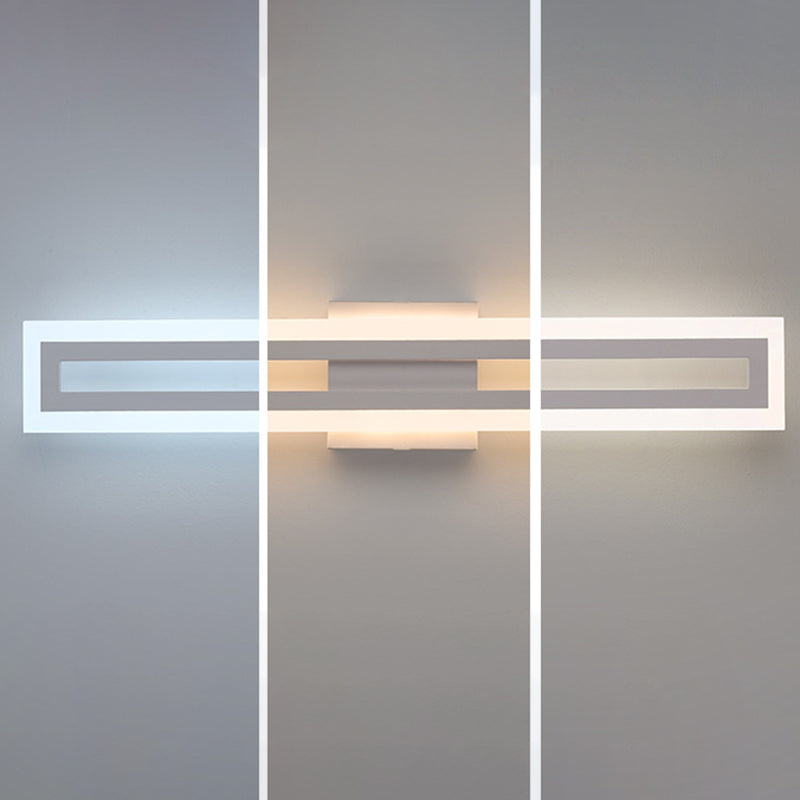 Modern Minimalist Iron & Acrylic Rectangular LED Wall Sconce Lamp Vanity Light For Bathroom