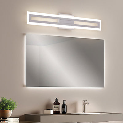 Modern Minimalist Iron & Acrylic Rectangular LED Wall Sconce Lamp Vanity Light For Bathroom