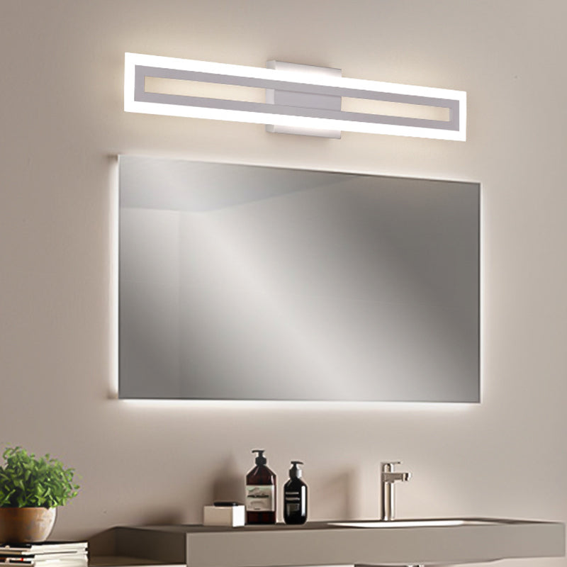 Modern Minimalist Iron & Acrylic Rectangular LED Wall Sconce Lamp Vanity Light For Bathroom