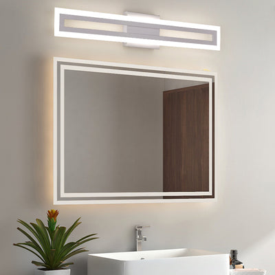Modern Minimalist Iron & Acrylic Rectangular LED Wall Sconce Lamp Vanity Light For Bathroom