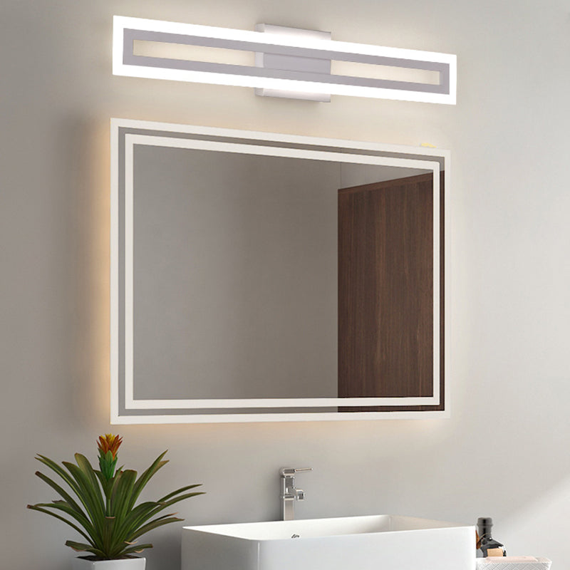 Modern Minimalist Iron & Acrylic Rectangular LED Wall Sconce Lamp Vanity Light For Bathroom