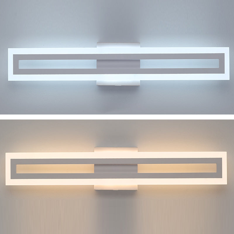 Modern Minimalist Iron & Acrylic Rectangular LED Wall Sconce Lamp Vanity Light For Bathroom