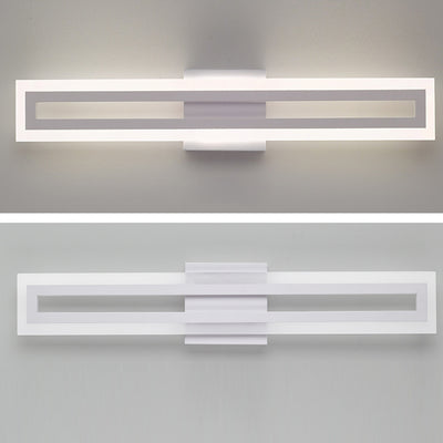 Modern Minimalist Iron & Acrylic Rectangular LED Wall Sconce Lamp Vanity Light For Bathroom