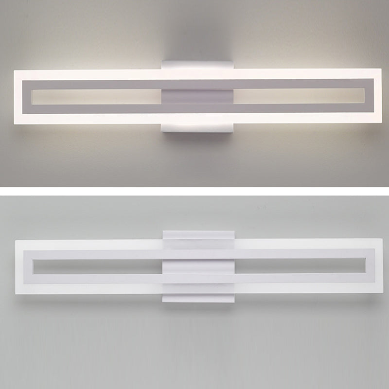 Modern Minimalist Iron & Acrylic Rectangular LED Wall Sconce Lamp Vanity Light For Bathroom