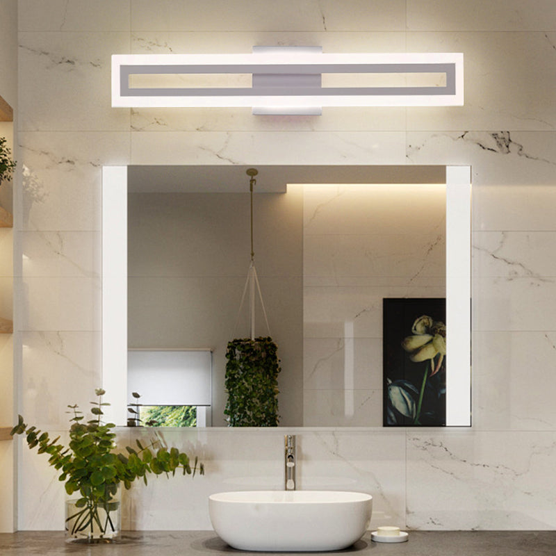 Modern Minimalist Iron & Acrylic Rectangular LED Wall Sconce Lamp Vanity Light For Bathroom