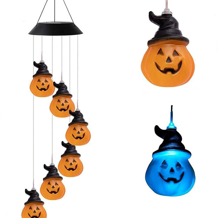 現代的なクリエイティブソーラーABSパンプキン風鈴ハロウィンLED屋外