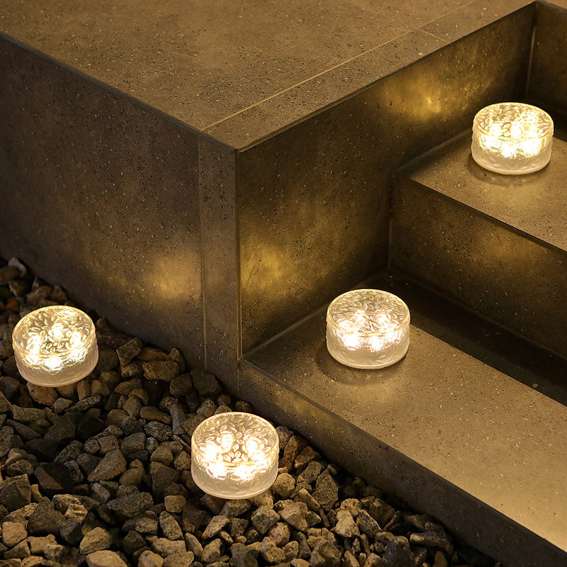 Moderne Art Deco Solar Wasserdichte ABS Kunststoff Runde Eisziegel LED Außenleuchte Landschaftsbeleuchtung Für Garten & Außenpatio 