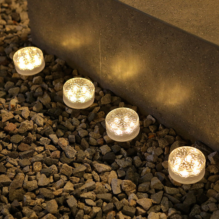 Modern Art Deco Solar Waterproof ABS Plastic Round Ice Brick LED Outdoor Light Landscape Lighting For Garden &amp; Outdoor Patio