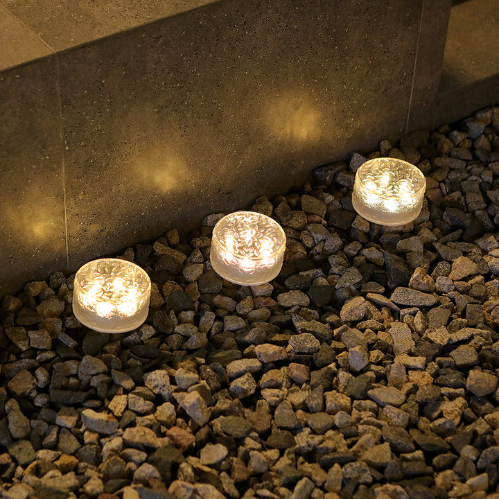 Modern Art Deco Solar Waterproof ABS Plastic Round Ice Brick LED Outdoor Light Landscape Lighting For Garden &amp; Outdoor Patio