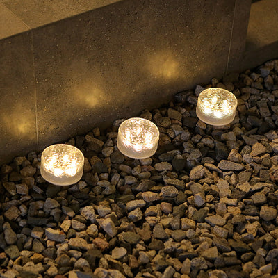 Moderne Art Deco Solar Wasserdichte ABS Kunststoff Runde Eisziegel LED Außenleuchte Landschaftsbeleuchtung Für Garten & Außenpatio 