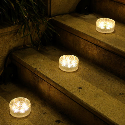 Moderne Art Deco Solar Wasserdichte ABS Kunststoff Runde Eisziegel LED Außenleuchte Landschaftsbeleuchtung Für Garten & Außenpatio 