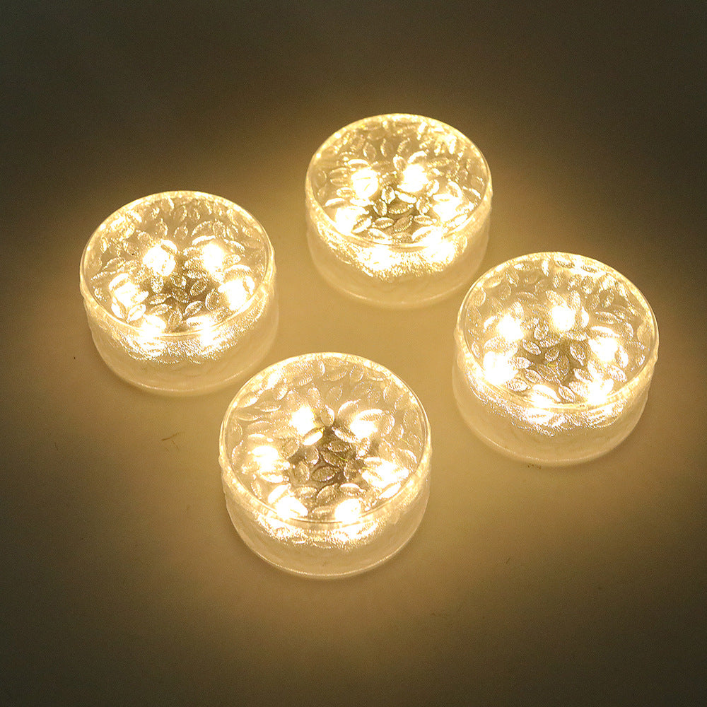 Modern Art Deco Solar Waterproof ABS Plastic Round Ice Brick LED Outdoor Light Landscape Lighting For Garden &amp; Outdoor Patio