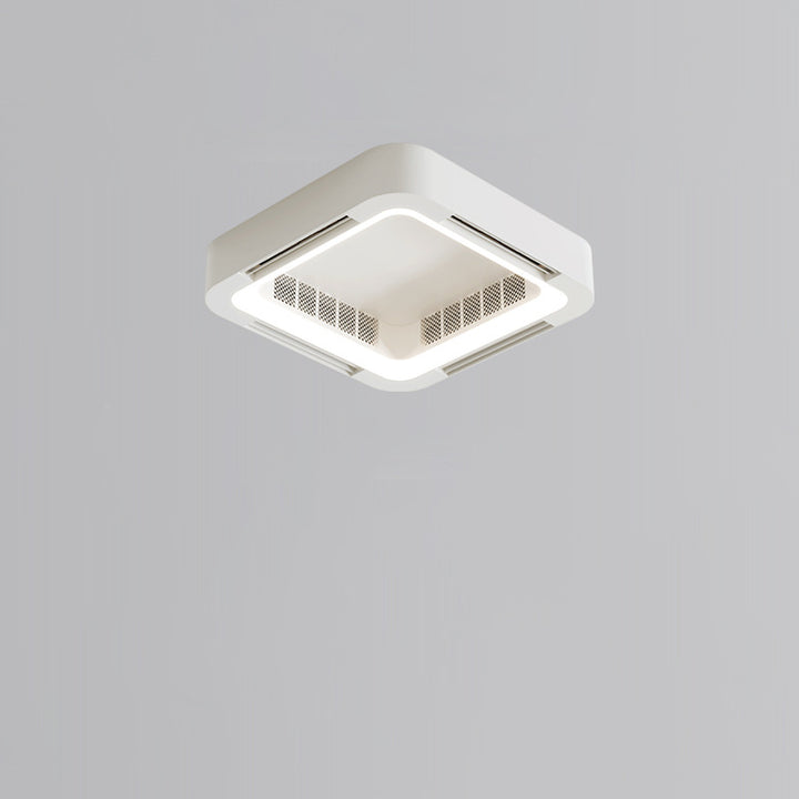 Modern Simplicity ABS Acrylic Hardware Square LED Flush Mount Ceiling Bladeless Fan Light For Bedroom