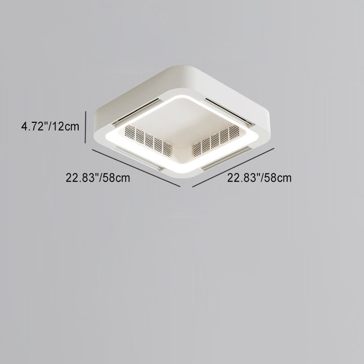 Modern Simplicity ABS Acrylic Hardware Square LED Flush Mount Ceiling Bladeless Fan Light For Bedroom