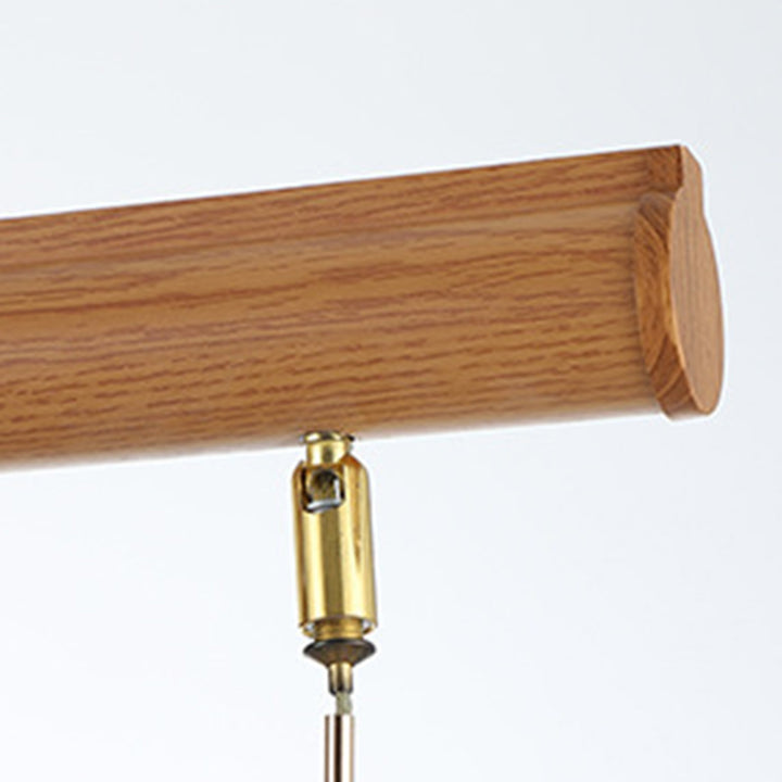 Contemporain Rétro Bois Aluminium Acrylique Pliable Ovale 4-Lumières Semi-Encastré Plafonnier Luminaire Îlot Pour Salle à Manger 