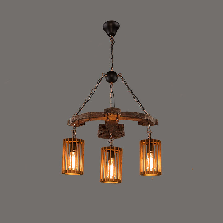 Ferme traditionnelle bois fer et corde de chanvre colonne bateau à voile forme lustre 1/3/4 lumières pour salle à manger 