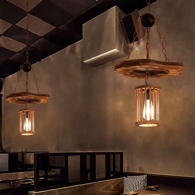 Traditional Farmhouse Wood Iron & Hemp Rope Column Sailboat Shape 1/3/4-Light Chandelier For Dining Room