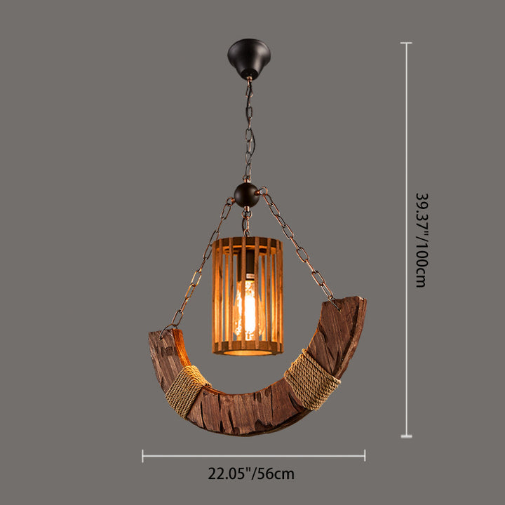 Ferme traditionnelle bois fer et corde de chanvre colonne bateau à voile forme lustre 1/3/4 lumières pour salle à manger 