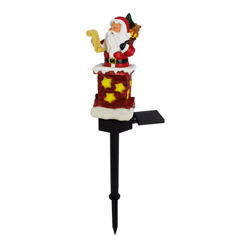Modern Art Deco Solar Waterproof Resin & ABS Santa Chimney LED Outdoor Light Landscape Lighting For Garden And Outdoor Patio