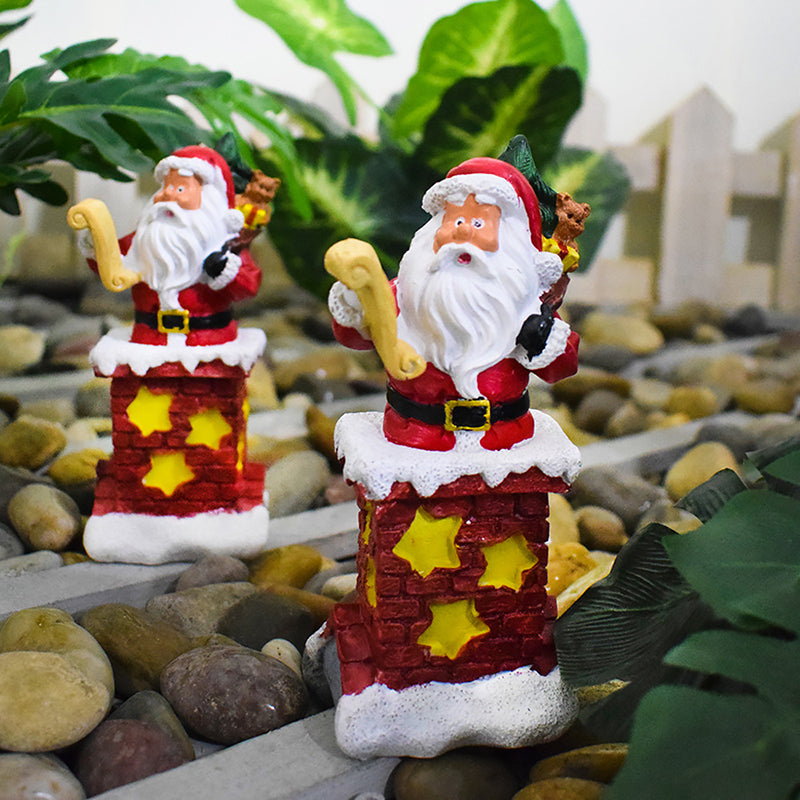 Modern Art Deco Solar Waterproof Resin & ABS Santa Chimney LED Outdoor Light Landscape Lighting For Garden And Outdoor Patio