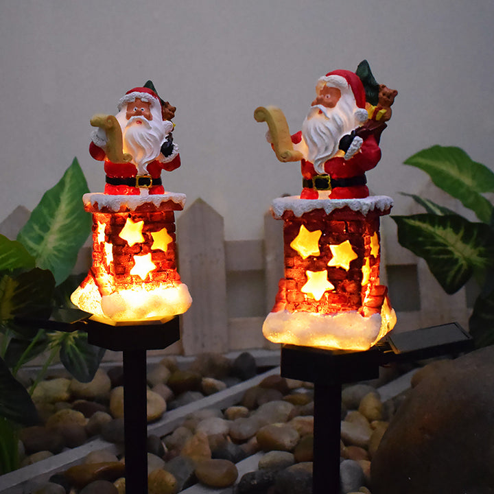 Modern Art Deco Solar Waterproof Resin & ABS Santa Chimney LED