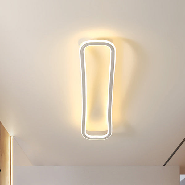 Moderne minimalistische Deckenleuchte aus Eisen, Aluminium &amp; Silikon in wellenförmigem rechteckigem Design mit LED für den Flur 
