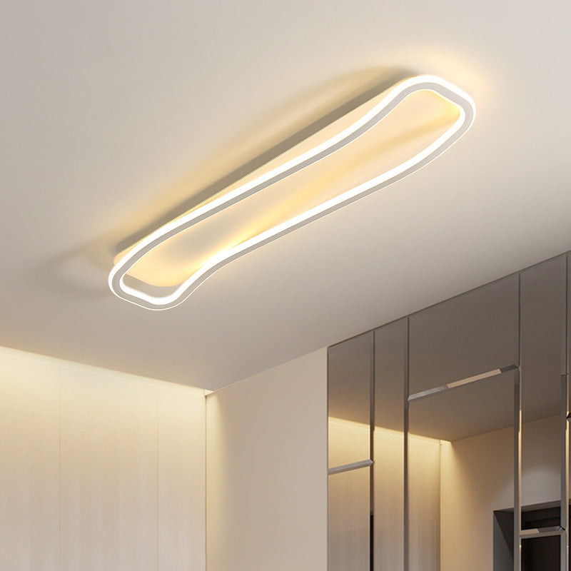 Moderne minimalistische Deckenleuchte aus Eisen, Aluminium &amp; Silikon in wellenförmigem rechteckigem Design mit LED für den Flur 