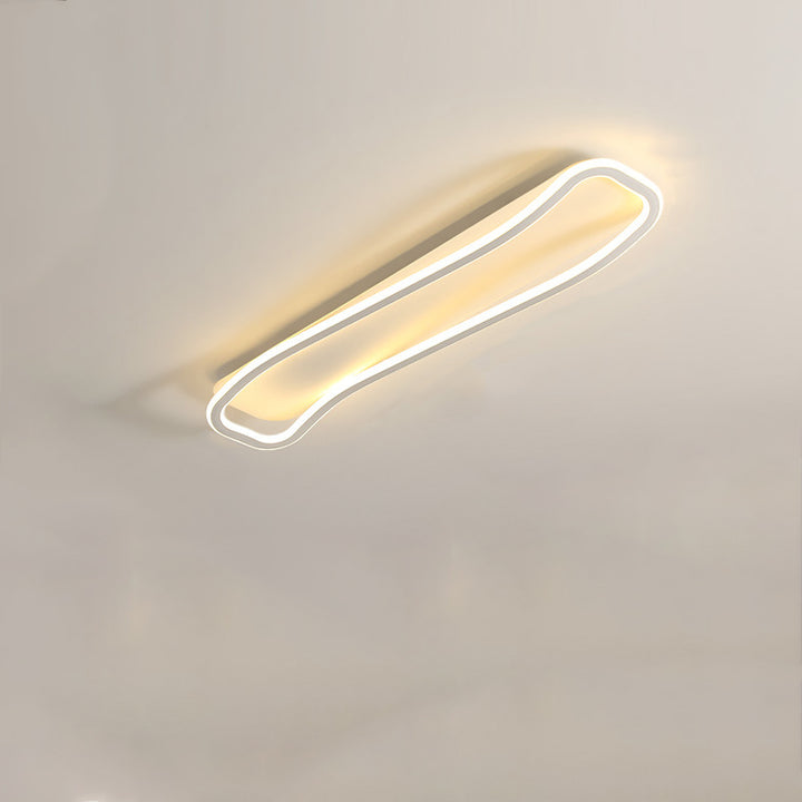 Moderne minimalistische Deckenleuchte aus Eisen, Aluminium &amp; Silikon in wellenförmigem rechteckigem Design mit LED für den Flur 