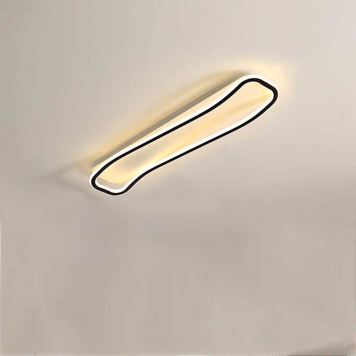 Moderne minimalistische Deckenleuchte aus Eisen, Aluminium &amp; Silikon in wellenförmigem rechteckigem Design mit LED für den Flur 