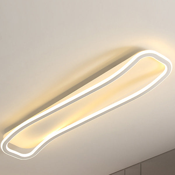 Moderne minimalistische Deckenleuchte aus Eisen, Aluminium &amp; Silikon in wellenförmigem rechteckigem Design mit LED für den Flur 