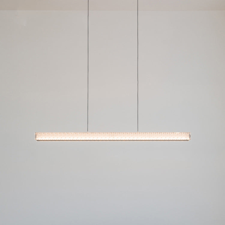 Lustre à LED linéaire rayé en métal aluminium acrylique de luxe moderne pour salle à manger 