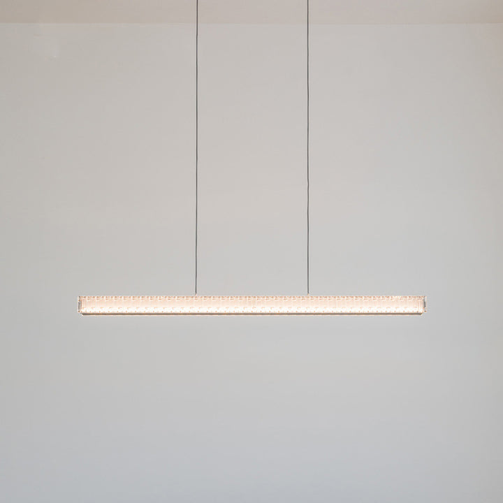 Lustre à LED linéaire rayé en métal aluminium acrylique de luxe moderne pour salle à manger 