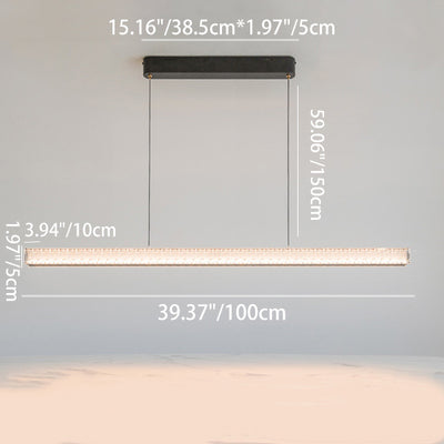 Modern Luxury Metal Aluminum Acrylic Linear Striped LED Chandelier Island Light For Dining Room