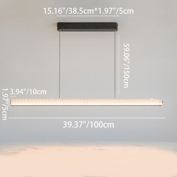 Modern Luxury Metal Aluminum Acrylic Linear Striped LED Chandelier Island Light For Dining Room