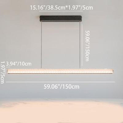 Modern Luxury Metal Aluminum Acrylic Linear Striped LED Chandelier Island Light For Dining Room