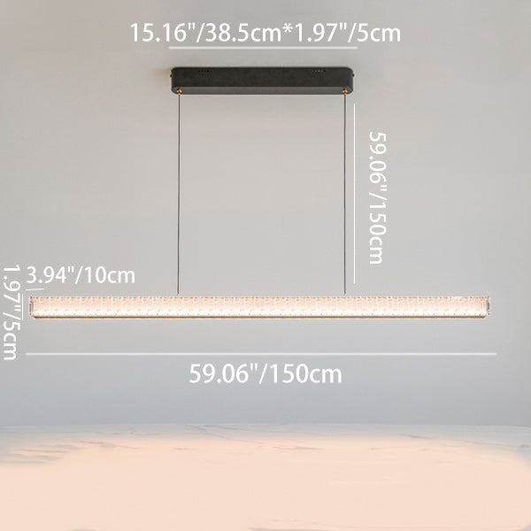 Modern Luxury Metal Aluminum Acrylic Linear Striped LED Chandelier Island Light For Dining Room