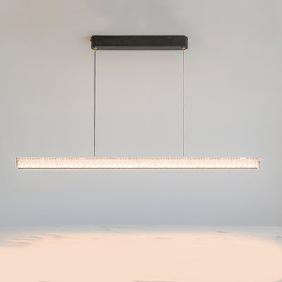 Modern Luxury Metal Aluminum Acrylic Linear Striped LED Chandelier Island Light For Dining Room