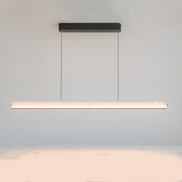 Modern Luxury Metal Aluminum Acrylic Linear Striped LED Chandelier Island Light For Dining Room