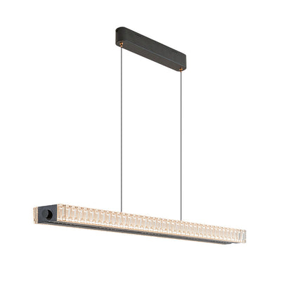 Modern Luxury Metal Aluminum Acrylic Linear Striped LED Chandelier Island Light For Dining Room