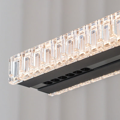 Modern Luxury Metal Aluminum Acrylic Linear Striped LED Chandelier Island Light For Dining Room