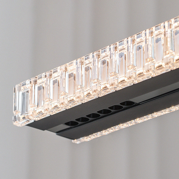 Modern Luxury Metal Aluminum Acrylic Linear Striped LED Chandelier Island Light For Dining Room