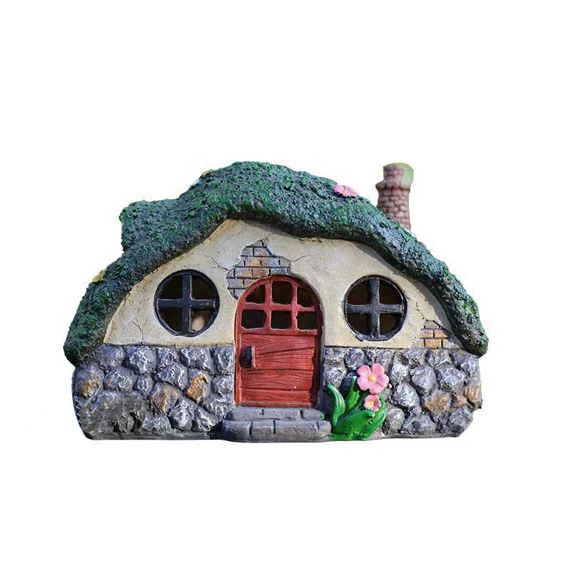 Modern Art Deco Solar Waterproof Resin Decorative Translucent House LED Outdoor Light Night Light For Garden