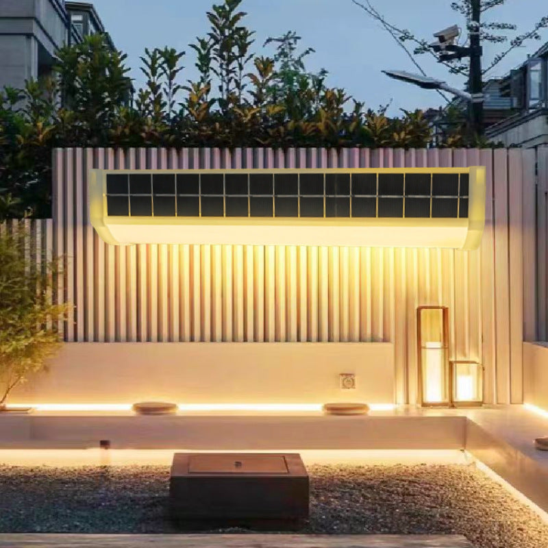 Moderne Einfachheit Solar Wasserdichte Aluminium Plastik Rechteckige LED Wandleuchte Für Außenbereich Terrasse 