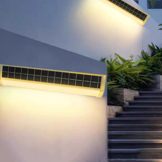 Moderne Einfachheit Solar Wasserdichte Aluminium Plastik Rechteckige LED Wandleuchte Für Außenbereich Terrasse 