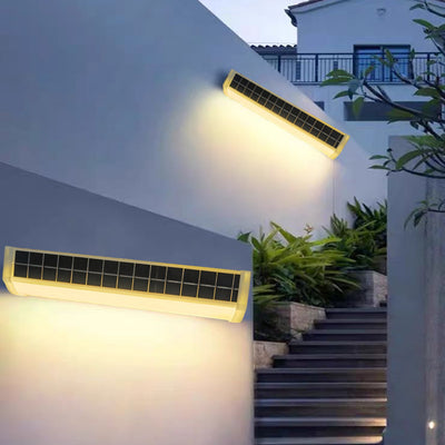 Moderne Einfachheit Solar Wasserdichte Aluminium Plastik Rechteckige LED Wandleuchte Für Außenbereich Terrasse 