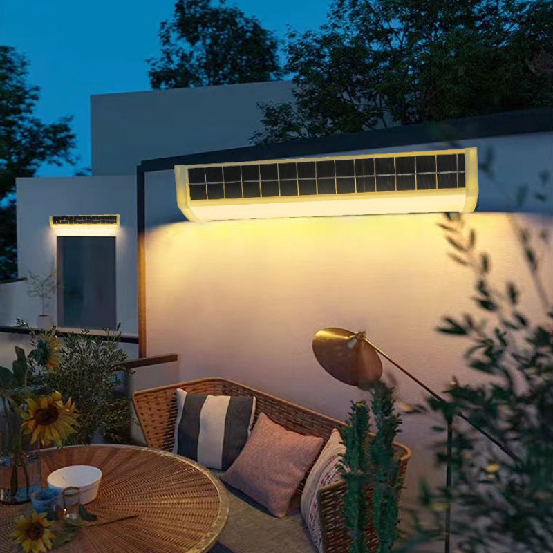 Moderne Einfachheit Solar Wasserdichte Aluminium Plastik Rechteckige LED Wandleuchte Für Außenbereich Terrasse 
