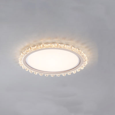 Contemporary Scandinavian Iron Acrylic Round Lace LED Flush Mount Ceiling Light For Bedroom